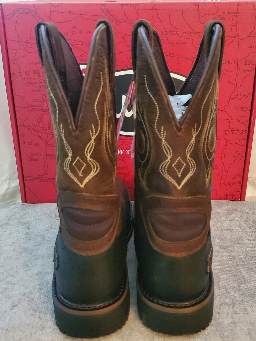 Justin Joist Aged Brown Water Buffalo Men's Size 11D NIB